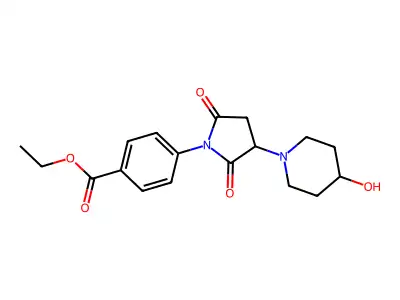 Ethyl 4-[3-(4-hydroxypiperidin-1-yl)-2,5-dioxopyrrolidin-1-yl]benzoate structure