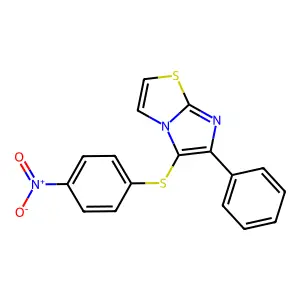 5-((4-Nitrophenyl)thio)-6-phenylimidazo[2,1-b]thiazole structure