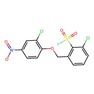 Benzenesulfonylfluoride, 2-chloro-6-[(2-chloro-4-nitrophenoxy)methyl]- structure