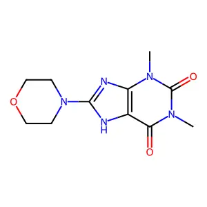 1,3-dimethyl-8-(morpholin-4-yl)-3,7-dihydro-1H-purine-2,6-dione structure