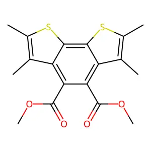 Benzo[2,1-b:3,4-b']dithiophene-4,5-dicarboxylic acid, 2,3,6,7-tetramethyl-, dimethyl ester structure