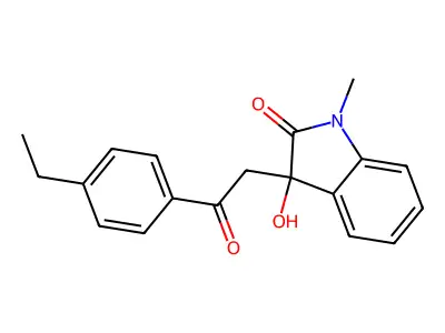 3-[2-(4-ethylphenyl)-2-oxoethyl]-3-hydroxy-1-methyl-1,3-dihydro-2H-indol-2-one structure