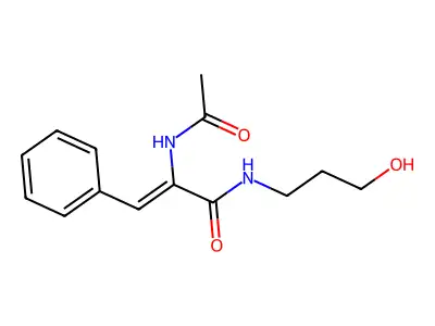 2-(acetylamino)-N-(3-hydroxypropyl)-3-phenylacrylamide structure