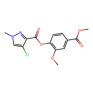 2-methoxy-4-(methoxycarbonyl)phenyl 4-chloro-1-methyl-1H-pyrazole-3-carboxylate structure