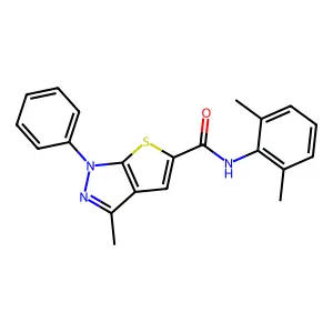 N-(2,6-dimethylphenyl)-3-methyl-1-phenyl-1H-thieno[2,3-c]pyrazole-5-carboxamide structure