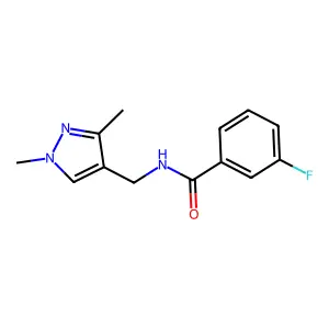 N-[(1,3-dimethyl-1H-pyrazol-4-yl)methyl]-3-fluorobenzamide structure