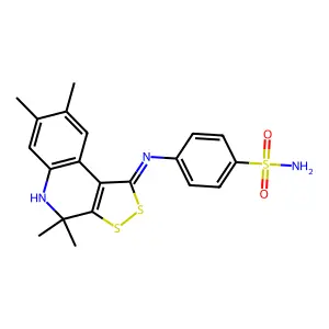 4-{[(1Z)-4,4,7,8-tetramethyl-4,5-dihydro-1H-[1,2]dithiolo[3,4-c]quinolin-1-ylidene]amino}benzenesulfonamide structure