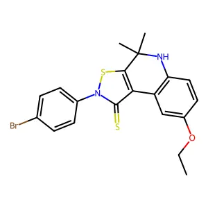 2-(4-bromophenyl)-8-ethoxy-4,4-dimethyl-4,5-dihydroisothiazolo[5,4-c]quinoline-1(2H)-thione structure