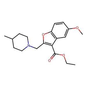 Ethyl 5-methoxy-2-[(4-methylpiperidin-1-yl)methyl]-1-benzofuran-3-carboxylate structure