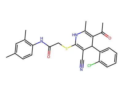 2-{[5-acetyl-4-(2-chlorophenyl)-3-cyano-6-methyl-1,4-dihydropyridin-2-yl]sulfanyl}-N-(2,4-dimethylphenyl)acetamide structure