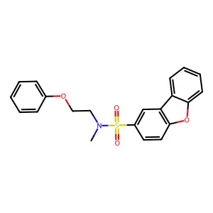N-methyl-N-(2-phenoxyethyl)dibenzofuran-2-sulfonamide structure