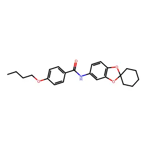 4-butoxy-N-spiro[1,3-benzodioxole-2,1'-cyclohexane]-5-ylbenzamide structure