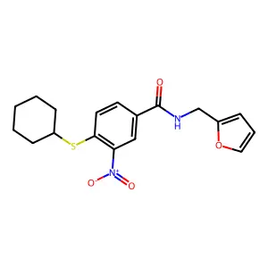 4-cyclohexylsulfanyl-N-(furan-2-ylmethyl)-3-nitrobenzamide structure
