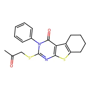 2-(2-oxopropylsulfanyl)-3-phenyl-5,6,7,8-tetrahydro-[1]benzothiolo[2,3-d]pyrimidin-4-one structure