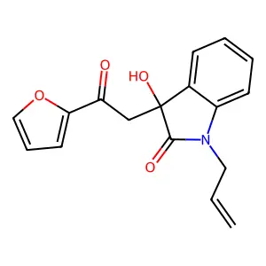 3-[2-(furan-2-yl)-2-oxoethyl]-3-hydroxy-1-(prop-2-en-1-yl)-1,3-dihydro-2H-indol-2-one structure