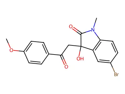 5-bromo-3-hydroxy-3-[2-(4-methoxyphenyl)-2-oxoethyl]-1-methyl-1,3-dihydro-2H-indol-2-one structure