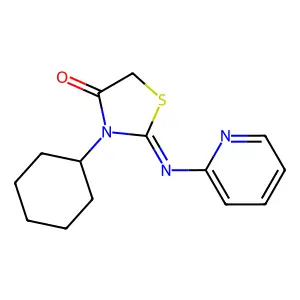 (2E)-3-cyclohexyl-2-(pyridin-2-ylimino)-1,3-thiazolidin-4-one structure