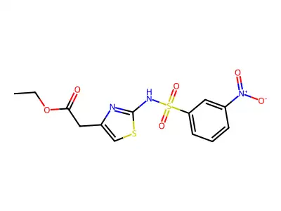 [2-(3-Nitro-benzenesulfonylamino)-thiazol-4-yl]-acetic acid ethyl ester structure