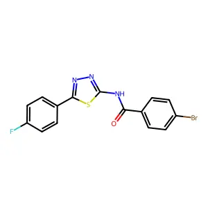 4-bromo-N-[5-(4-fluorophenyl)-1,3,4-thiadiazol-2-yl]benzamide structure