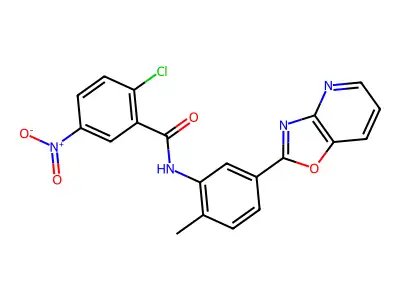2-Chloro-N-(2-methyl-5-oxazolo[4,5-b]pyridin-2-yl-phenyl)-5-nitro-benzamide structure