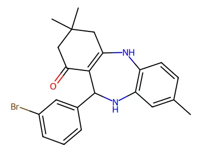 11-(3-bromophenyl)-3,3,8-trimethyl-2,3,4,5,10,11-hexahydro-1H-dibenzo[b,e][1,4]diazepin-1-one structure