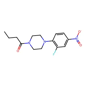 1-[4-(2-Fluoro-4-nitrophenyl)piperazin-1-yl]butan-1-one structure