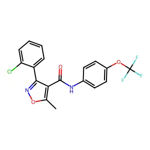 3-(2-chlorophenyl)-5-methyl-N-[4-(trifluoromethoxy)phenyl]-1,2-oxazole-4-carboxamide structure