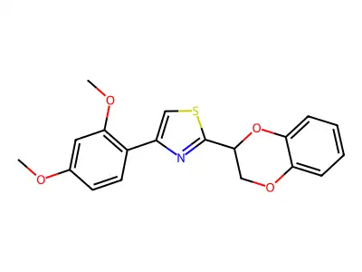 2-(2,3-Dihydro-1,4-benzodioxin-3-yl)-4-(2,4-dimethoxyphenyl)-1,3-thiazole structure