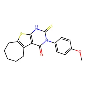 4-(4-Methoxyphenyl)-5-sulfanyl-8-thia-4,6-diazatricyclo[7.5.0.0,2,7]tetradeca-1(9),2(7),5-trien-3-one structure