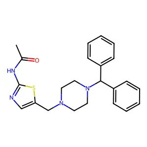 N-[5-[(4-benzhydrylpiperazin-1-yl)methyl]-1,3-thiazol-2-yl]acetamide structure
