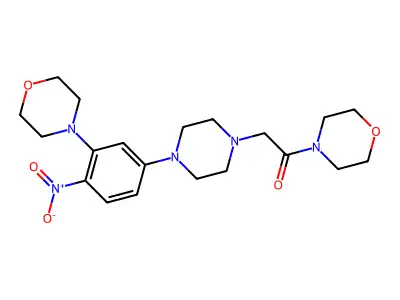 1-Morpholin-4-yl-2-[4-(3-morpholin-4-yl-4-nitrophenyl)piperazin-1-yl]ethanone structure
