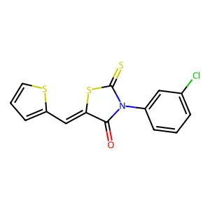 (Z)-3-(3-chlorophenyl)-5-(thiophen-2-ylmethylene)-2-thioxothiazolidin-4-one structure