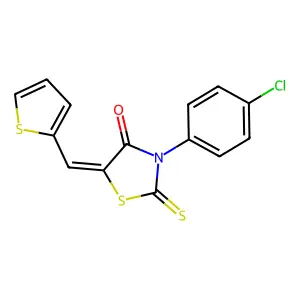 (Z)-3-(4-chlorophenyl)-5-(thiophen-2-ylmethylene)-2-thioxothiazolidin-4-one structure