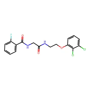N-[2-[2-(2,3-dichlorophenoxy)ethylamino]-2-oxoethyl]-2-fluorobenzamide structure