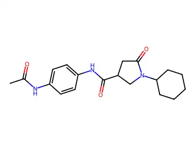 1-cyclohexyl-N-(4-acetamidophenyl)-5-oxopyrrolidine-3-carboxamide structure