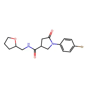 1-(4-bromophenyl)-5-oxo-N-(oxolan-2-ylmethyl)pyrrolidine-3-carboxamide structure