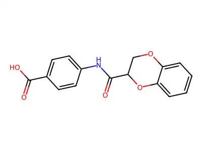 4-[(2,3-Dihydro-1,4-benzodioxin-2-ylcarbonyl)amino]benzoic acid structure