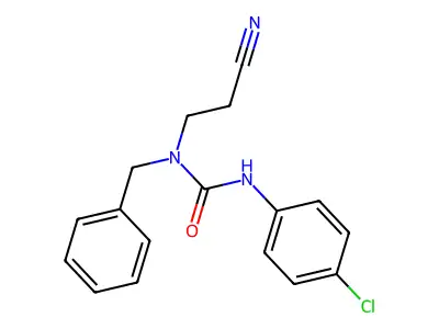1-Benzyl-3-(4-chlorophenyl)-1-(2-cyanoethyl)urea structure