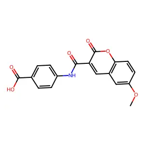 4-[(6-Methoxy-2-oxochromene-3-carbonyl)amino]benzoic acid structure