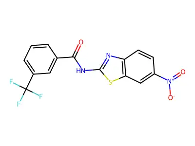 N-(6-nitro-1,3-benzothiazol-2-yl)-3-(trifluoromethyl)benzamide structure