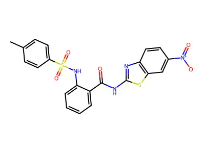2-[(4-methylphenyl)sulfonylamino]-N-(6-nitro-1,3-benzothiazol-2-yl)benzamide structure