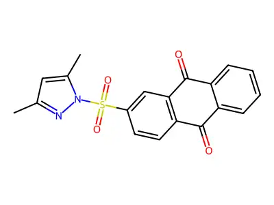 2-((3,5-dimethyl-1H-pyrazol-1-yl)sulfonyl)anthracene-9,10-dione structure