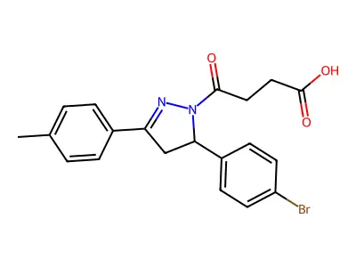 4-(5-(4-bromophenyl)-3-(p-tolyl)-4,5-dihydro-1H-pyrazol-1-yl)-4-oxobutanoic acid structure