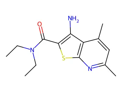 3-amino-N,N-diethyl-4,6-dimethylthieno[2,3-b]pyridine-2-carboxamide structure