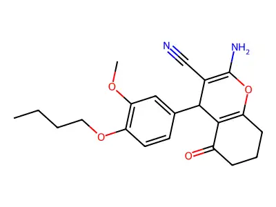 2-amino-4-(4-butoxy-3-methoxyphenyl)-5-oxo-5,6,7,8-tetrahydro-4H-chromene-3-carbonitrile structure