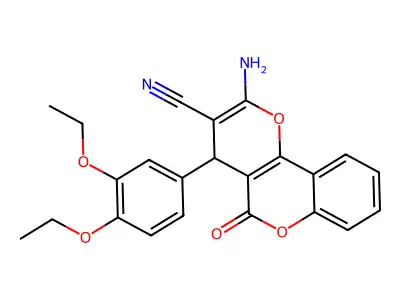 2-amino-4-(3,4-diethoxyphenyl)-5-oxo-4H-pyrano[3,2-c]chromene-3-carbonitrile structure