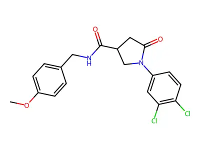 1-(3,4-dichlorophenyl)-N-(4-methoxybenzyl)-5-oxopyrrolidine-3-carboxamide structure