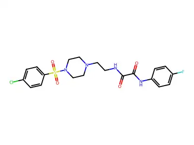 N-[2-[4-(4-chlorophenyl)sulfonylpiperazin-1-yl]ethyl]-N'-(4-fluorophenyl)oxamide structure