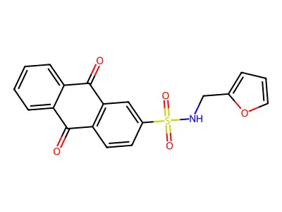 N-(furan-2-ylmethyl)-9,10-dioxo-9,10-dihydroanthracene-2-sulfonamide structure