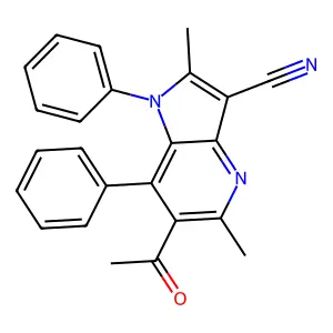 6-acetyl-2,5-dimethyl-1,7-diphenyl-1H-pyrrolo[3,2-b]pyridine-3-carbonitrile structure